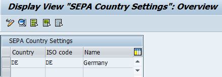 T005SEPA SAP SEPA Country Settings Table data .